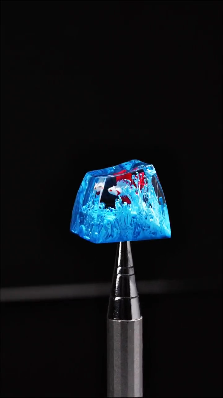 Blue Betta Fish Artisan Keycap, Handmade Resin SA Profile Keycap for Custom Mechanical Keyboard Setup