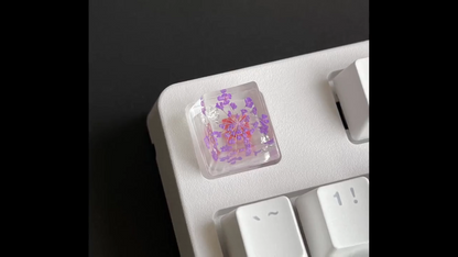 Purple Flower Resin Artisan Keycap, Handmade Novelty Keycap for Custom Mechanical Keyboard, Floral Design