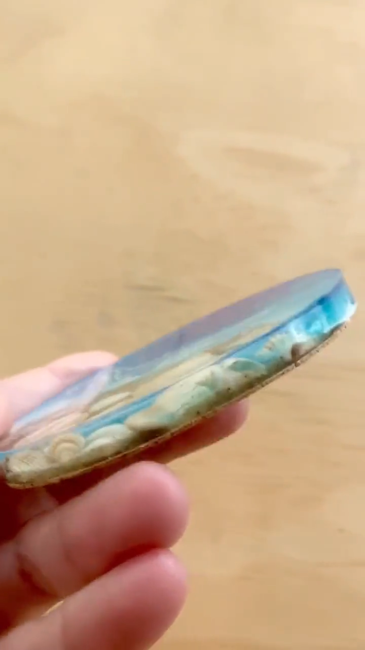 Ocean Resin Coasters, Handmade Seashell Beach Coasters, Coastal Table Decor, Unique Home Decoration