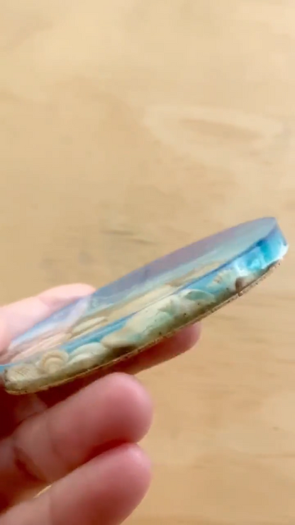 Ocean Resin Coasters, Handmade Seashell Beach Coasters, Coastal Table Decor, Unique Home Decoration