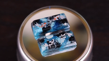 Blue Koi Fish SA Profile Keycap, Handmade Artisan Keycap, Custom Resin Cherry MX Keycaps